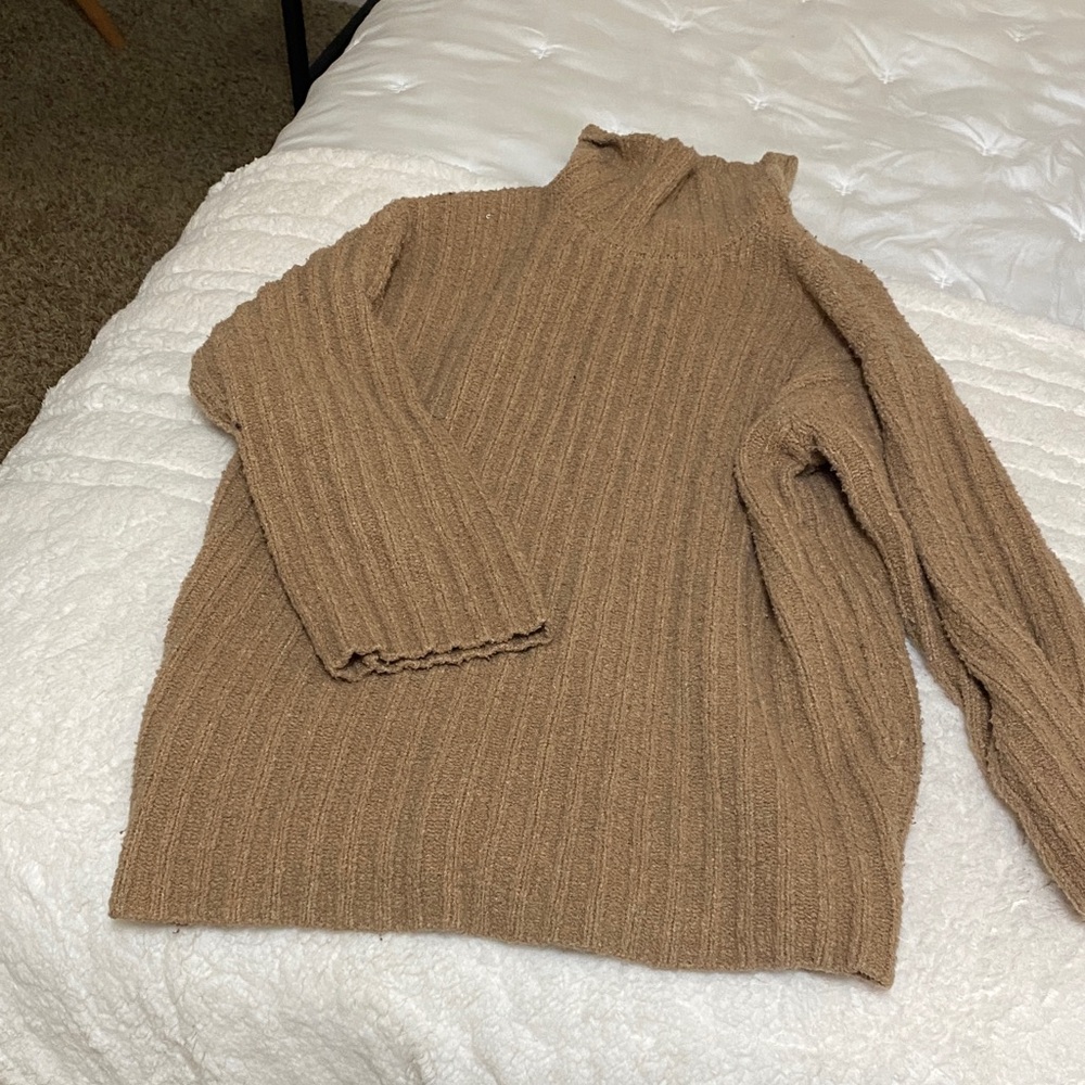Universal Thread Tan Ribbed Turtleneck Sweater - image 1